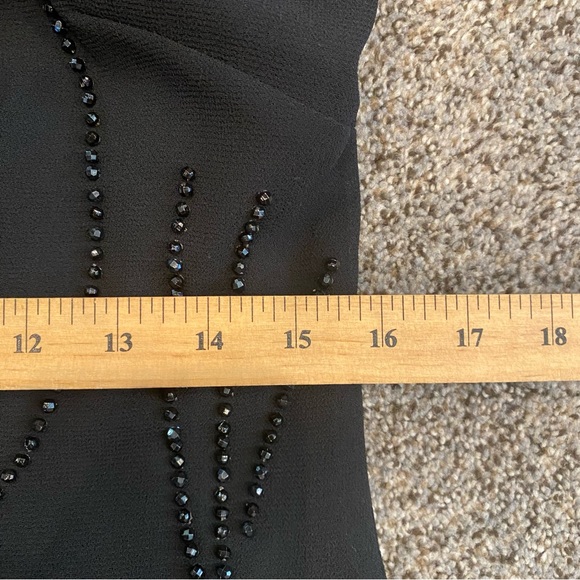 Vintage 1980s Elegant Gothic Black Beaded Women's Top Sheer Bell Sleeves, Size M - Picture 7 of 10